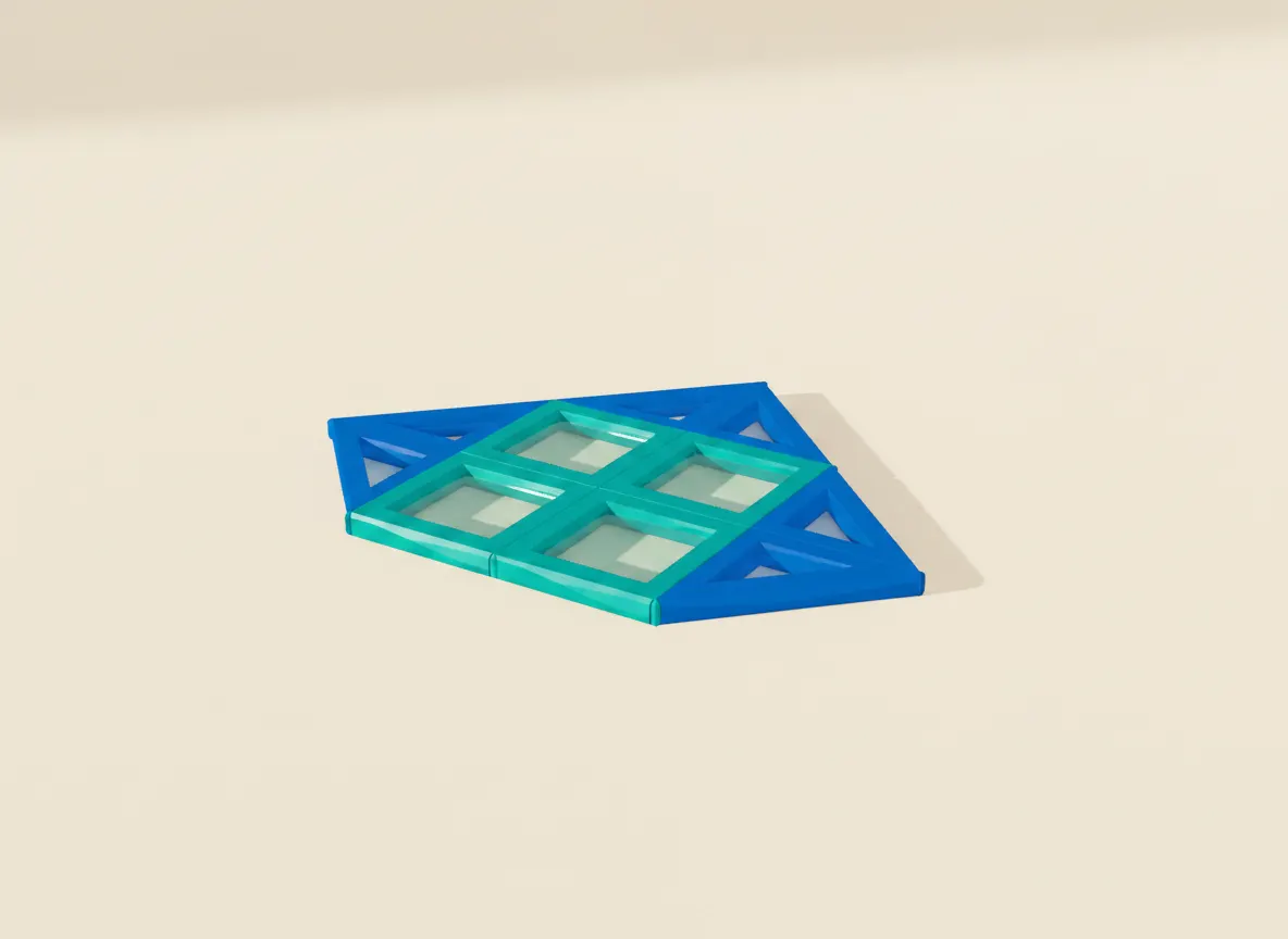 A render of diamond-cut gem built from translucent magnetic tiles