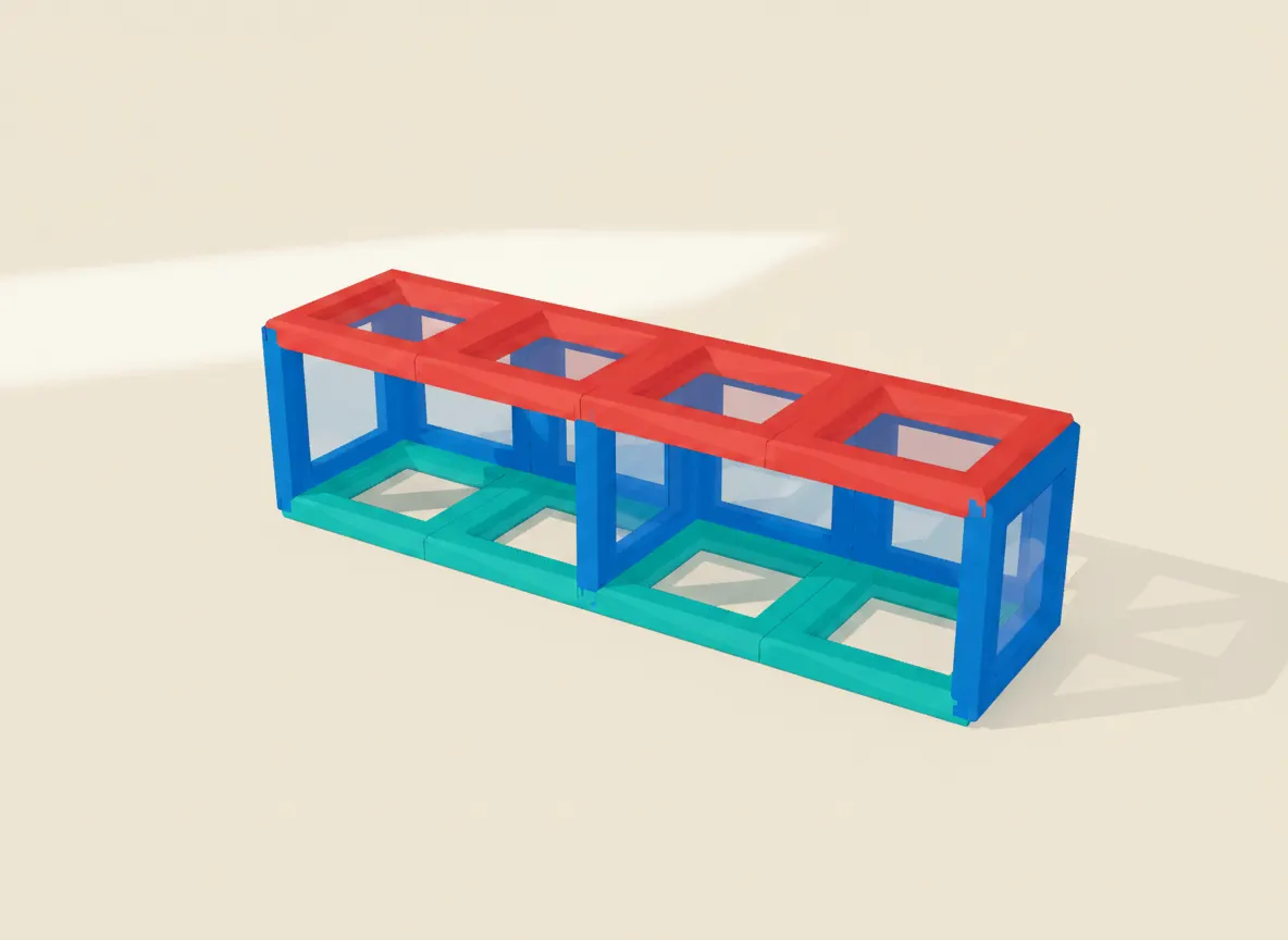 A render of double garage built from translucent magnetic tiles