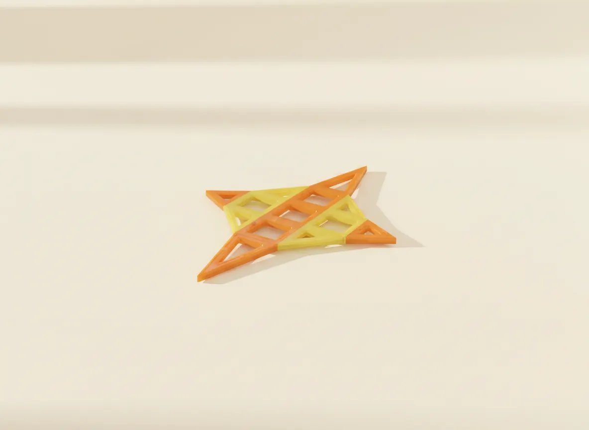 A render of flat angelfish built from translucent magnetic tiles