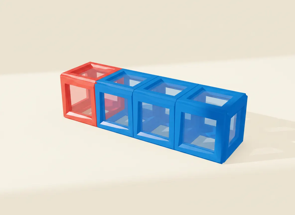A render of semi-truck and trailer built from translucent magnetic tiles